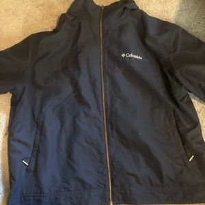 Columbia rain jacket with mesh interior, navy blue color way